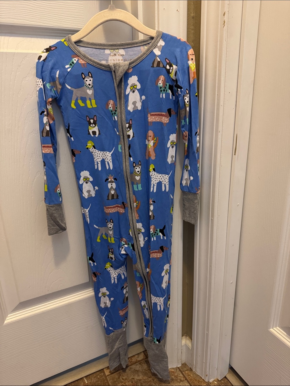 Little Sleepies Blue Dog Print Bamboo Viscose Zippy Pajamas - Picture 2 of 5